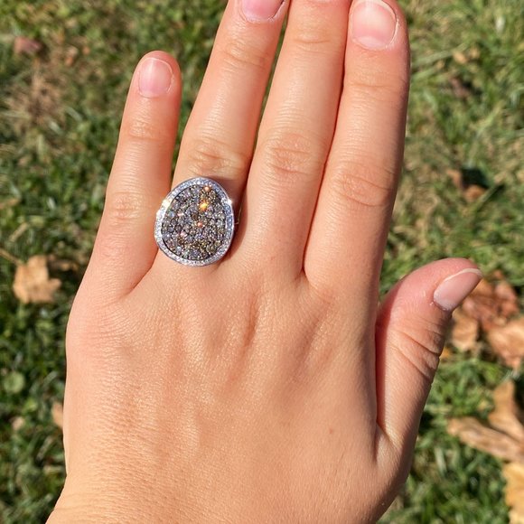 Zeghani Signed Colored Diamond and White Diamond Cocktail Ring - Picture 8 of 10